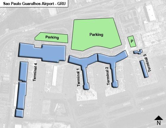 Sao Paulo, guarulhos international airport terminal ramani