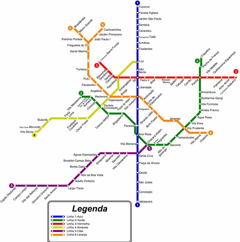 São Paulo subway ramani